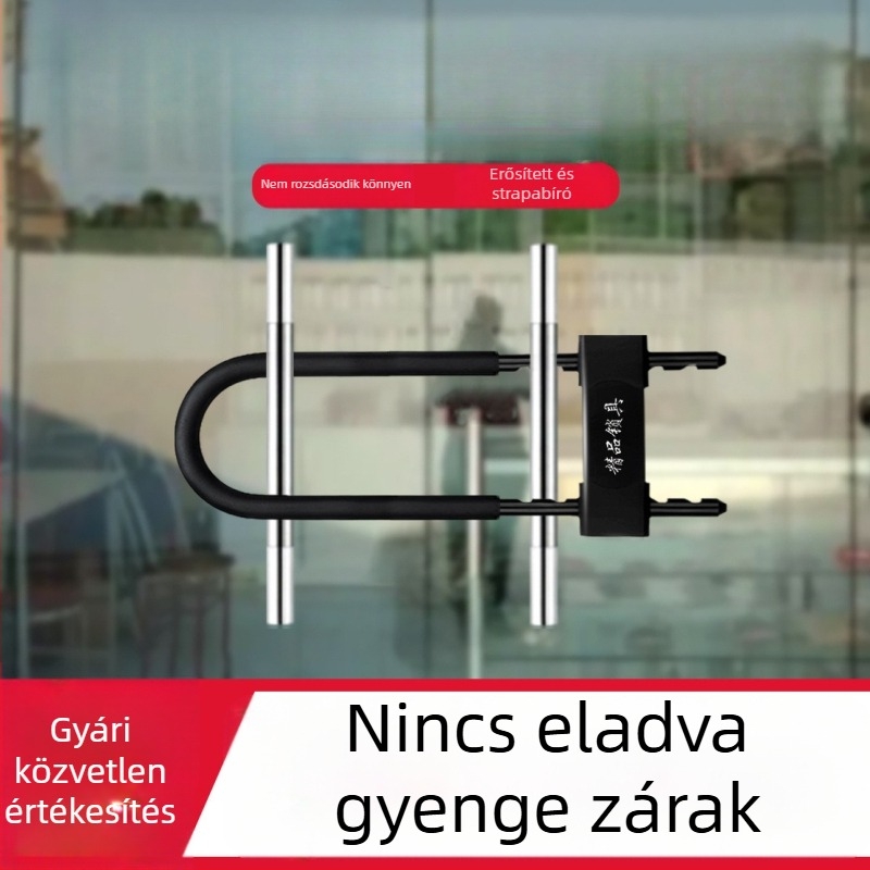 Vasból készült dupla üvegajtó zár, üzlethelyiségekhez, anti-furt