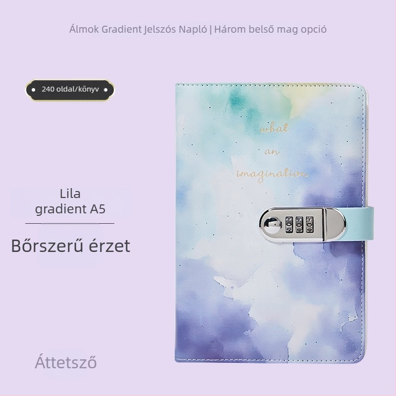 A5 zárható jegyzetfüzet, műbőr borítóval, ragasztott kötés, 80 g/m2 papír, 100 oldal, üzleti iroda stílus