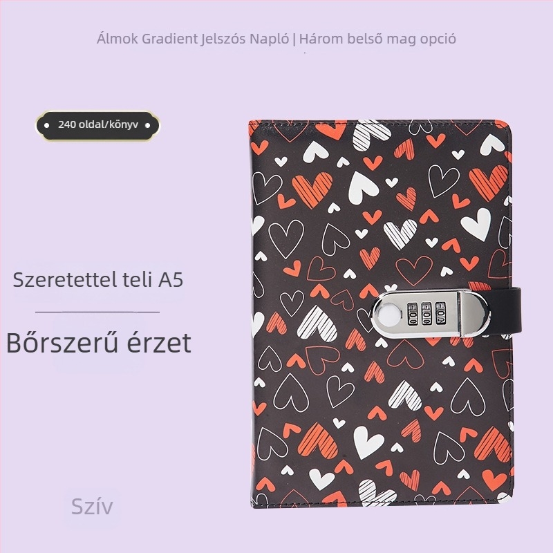 A5 zárható jegyzetfüzet, műbőr borítóval, ragasztott kötés, 80 g/m2 papír, 100 oldal, üzleti iroda stílus