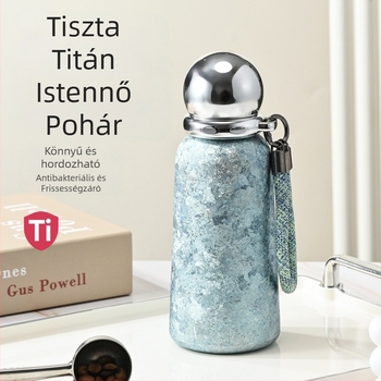 Titánium szigetelt pohár, 6–12 óra hőmérsékletfenntartás, csavaros fedél, hordozható, ajándékcsomagolás