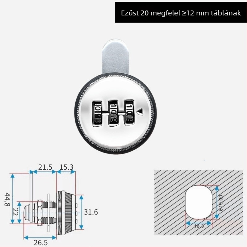 Ute jelszózár szekrényekhez és irodai bútorokhoz — cinkötvözet, modell: Mailbox password lock, stílus modern egyszerű