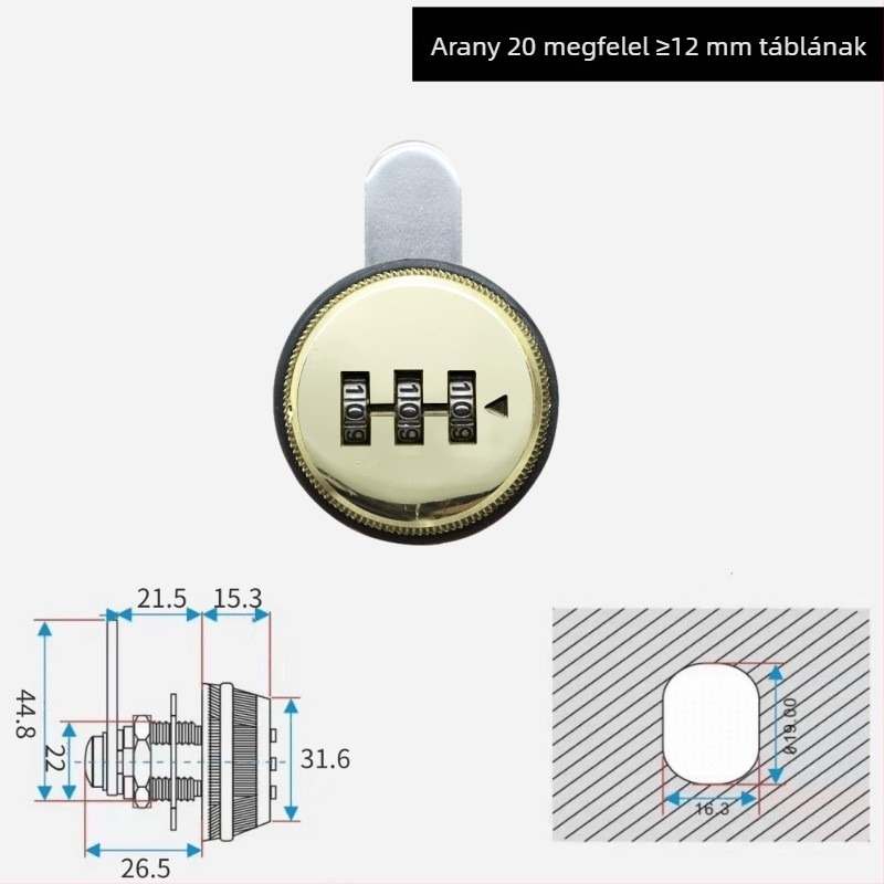 Ute jelszózár szekrényekhez és irodai bútorokhoz — cinkötvözet, modell: Mailbox password lock, stílus modern egyszerű