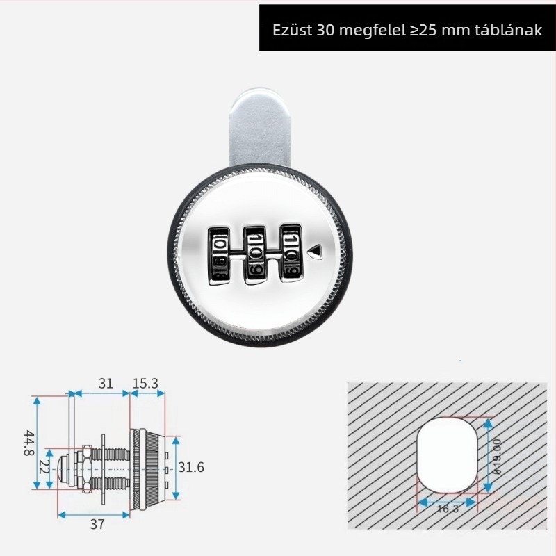 Ute jelszózár szekrényekhez és irodai bútorokhoz — cinkötvözet, modell: Mailbox password lock, stílus modern egyszerű
