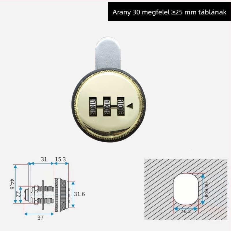 Ute jelszózár szekrényekhez és irodai bútorokhoz — cinkötvözet, modell: Mailbox password lock, stílus modern egyszerű