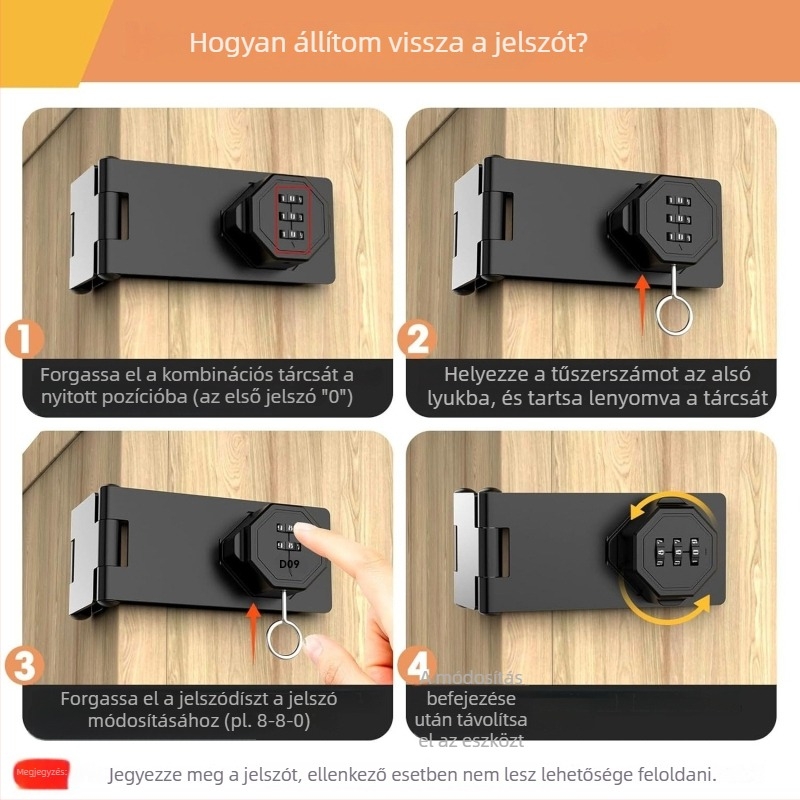 Rightli Yoly jelszavas zárólemez, cinkötvözet, fúrás nélküli telepítés, bútorokhoz, irodai ajtókhoz és fiókokhoz