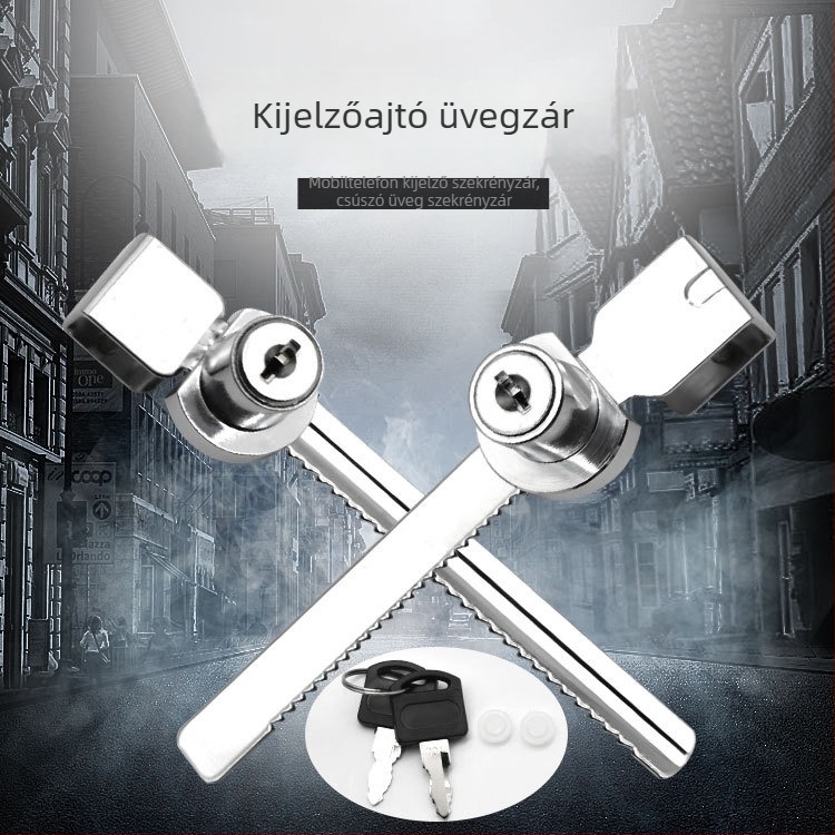 Push-pull üveg vitrín zár, Lixin Hardware, modell 1101, cinkötvözet