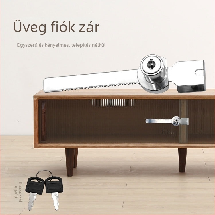 Push-pull üveg vitrín zár, Lixin Hardware, modell 1101, cinkötvözet