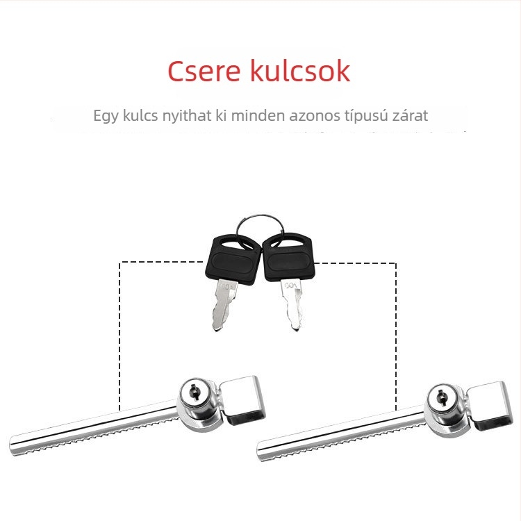 Push-pull üveg vitrín zár, Lixin Hardware, modell 1101, cinkötvözet