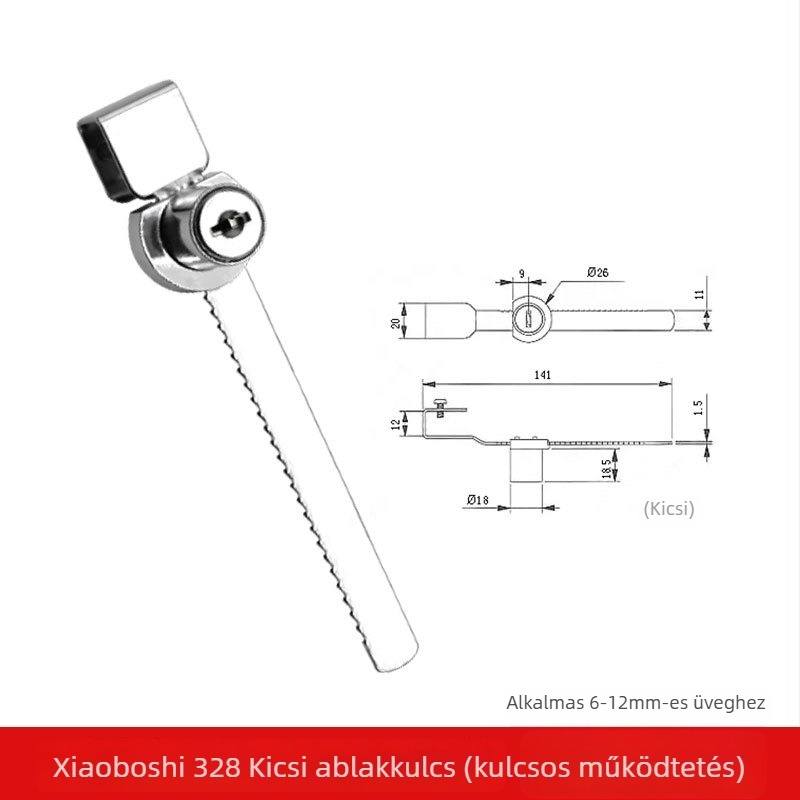 Push-pull üveg vitrín zár, Lixin Hardware, modell 1101, cinkötvözet