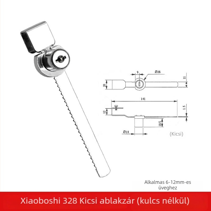 Push-pull üveg vitrín zár, Lixin Hardware, modell 1101, cinkötvözet