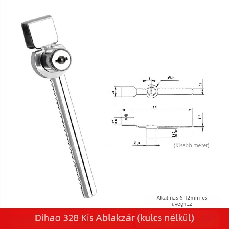 Push-pull üveg vitrín zár, Lixin Hardware, modell 1101, cinkötvözet