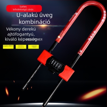 Jelszavas üvegajtó zár, U-alakú kialakítás, dupla ajtókhoz, ötvözetes test, modern minimál stílus, Jin Duobao