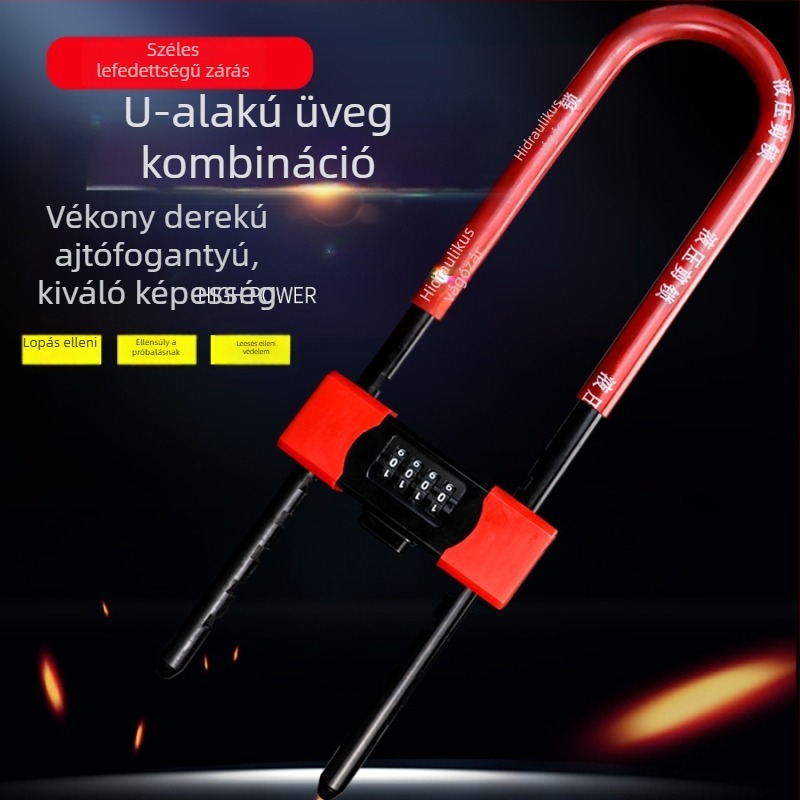 Jelszavas üvegajtó zár, U-alakú kialakítás, dupla ajtókhoz, ötvözetes test, modern minimál stílus, Jin Duobao