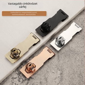 Zárható fiókos tároló szekrény, fúrás nélküli, vastagolt cink-ötvözetes zárlapával; rozsdamentes acél + cink ötvözet; modell Yc – rozsdamentes acél zárlap; alkalmas szekrényekhez, fiókokhoz, íróasztalokhoz és irodai használatra; modern minimalista stílus