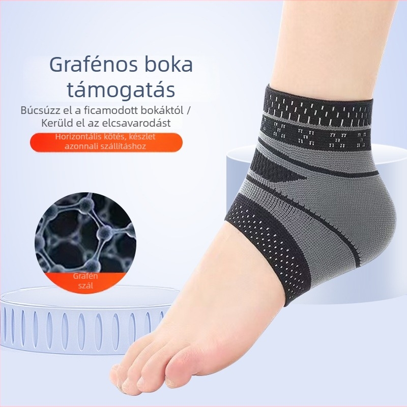 Bokavédő grafén szövettel és elasztánnal, univerzális illeszkedés, védelem a bokának, alkalmas fitnessre, kerékpározásra, túrázásra és téli sportokra