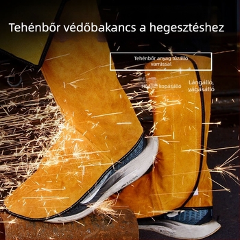 Szerelő láb- és lábszárvédő, két réteg szarvasmarha bőrből, hőszigetelés, fröccsenésálló, tűzálló