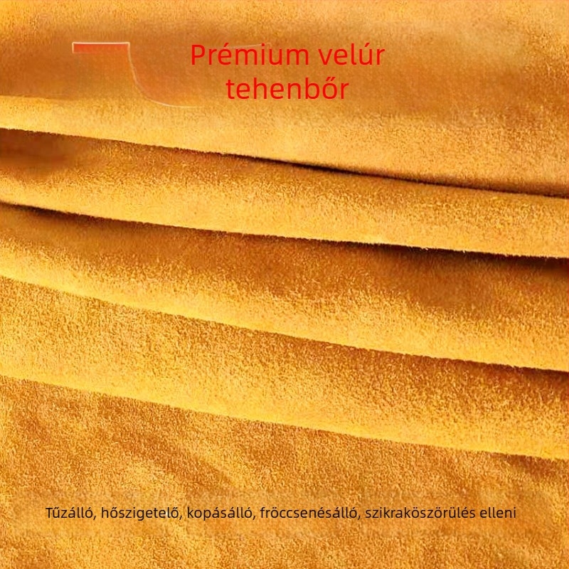 Szerelő láb- és lábszárvédő, két réteg szarvasmarha bőrből, hőszigetelés, fröccsenésálló, tűzálló