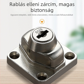 HS-304 SP 304 rozsdamentes acélból készült fúrás nélküli anti-tolvaj zár; Super C dizájn; alkalmas szekrényajtókra, fiókokra, hűtőajtókra, cipőszekrényekre és irattárakra.