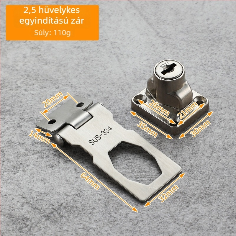 HS-304 SP 304 rozsdamentes acélból készült fúrás nélküli anti-tolvaj zár; Super C dizájn; alkalmas szekrényajtókra, fiókokra, hűtőajtókra, cipőszekrényekre és irattárakra.