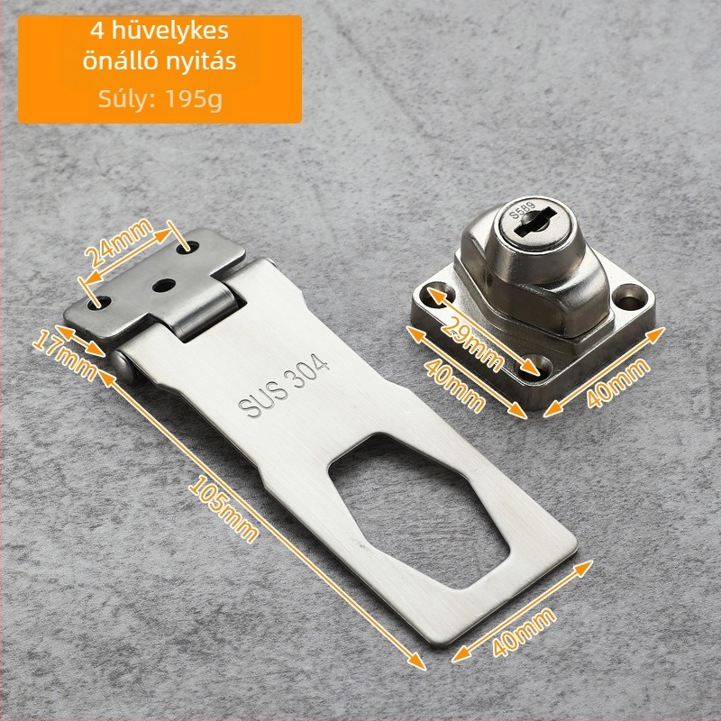 HS-304 SP 304 rozsdamentes acélból készült fúrás nélküli anti-tolvaj zár; Super C dizájn; alkalmas szekrényajtókra, fiókokra, hűtőajtókra, cipőszekrényekre és irattárakra.