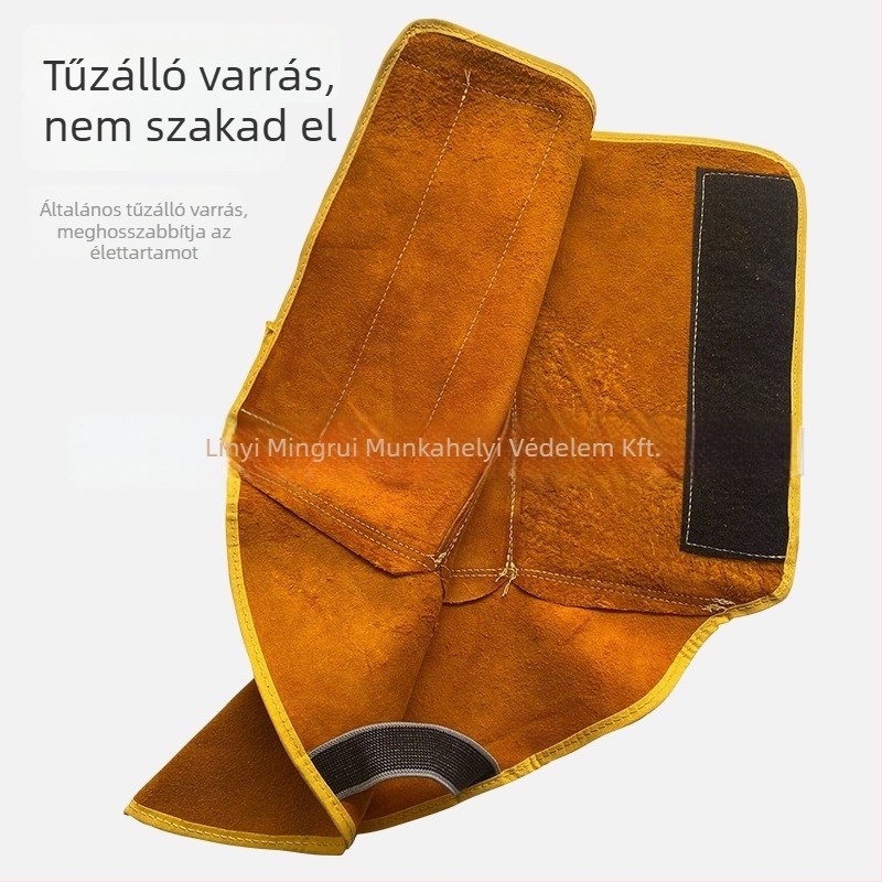 Marhabőr hosszú lábvédők hegesztőknek – hőálló, kopásálló, megerősített, tűzálló, fröccsenés elleni védelem és hőszigetelő kialakítás