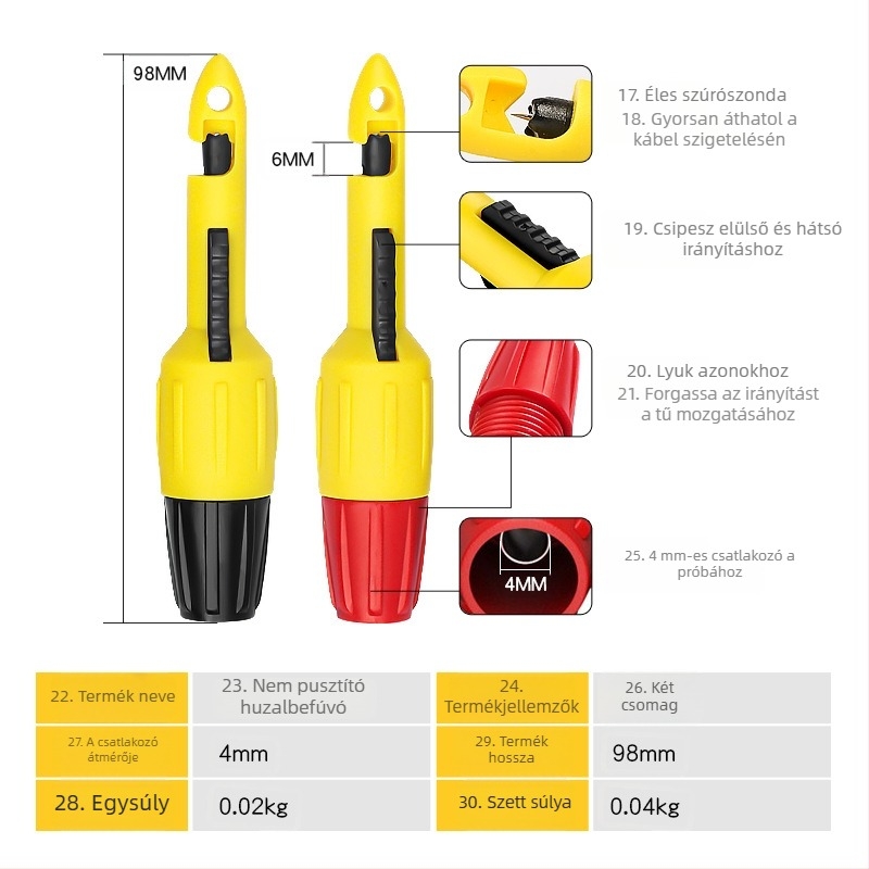 Musen Hall autóvillamossági átszúró sonda, szigetelt vezetékekhez, multiméteres teszt tű, javító eszköz