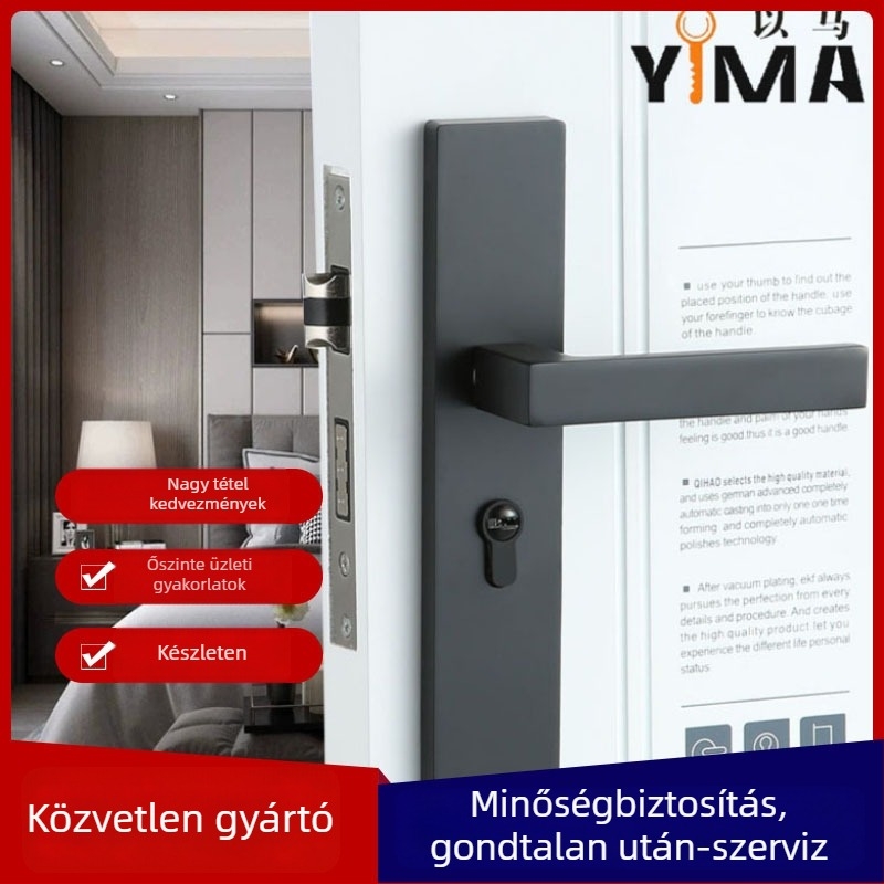 Cinkötvözetes ajtózár 7E309-X17 – mechanikus zár faajtókhoz, fürdőszobai és alumínium ajtókhoz (Yima)