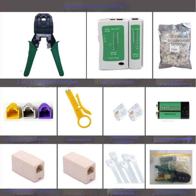 Hálózati kábel tesztelő és crimpelő eszközök készlet — vízálló, különleges acélból, hálózati mérnököknek és otthoni használatra