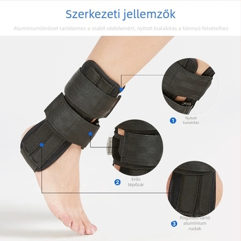 Légáteresztő nylon bokaortézis rögzítőpánttal, szalagsérülések és törések esetén, stabilizálja a bokát