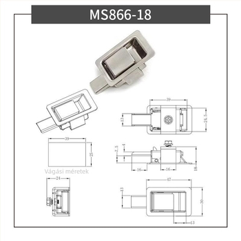 Sea tan MS866-18 Sík doboz zár, húzó típusú teleszkópos beépített zárszerkezet, eszköztartó dobozhoz, 304 rozsdamentes acél panel, szekrényekhez és irodai bútorokhoz, Új kínai stílus