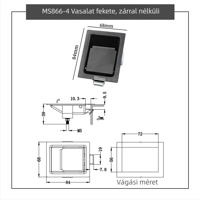Sea tan MS866-18 Sík doboz zár, húzó típusú teleszkópos beépített zárszerkezet, eszköztartó dobozhoz, 304 rozsdamentes acél panel, szekrényekhez és irodai bútorokhoz, Új kínai stílus