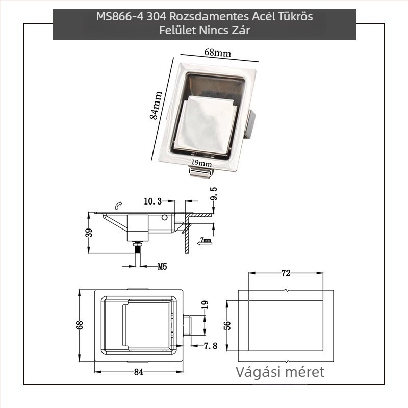 Sea tan MS866-18 Sík doboz zár, húzó típusú teleszkópos beépített zárszerkezet, eszköztartó dobozhoz, 304 rozsdamentes acél panel, szekrényekhez és irodai bútorokhoz, Új kínai stílus