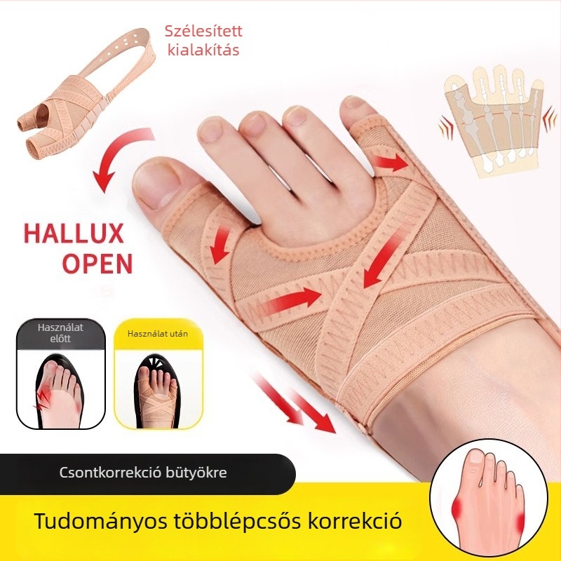 Hallux valgus és lábujj-deformitás korrektor – szétválasztó és korrigáló eszköz