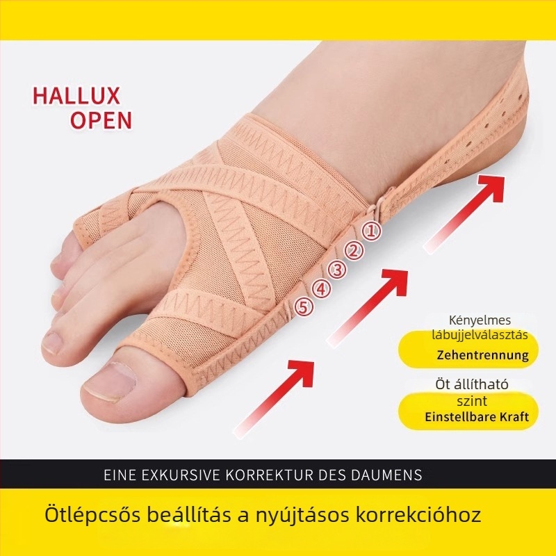 Hallux valgus és lábujj-deformitás korrektor – szétválasztó és korrigáló eszköz