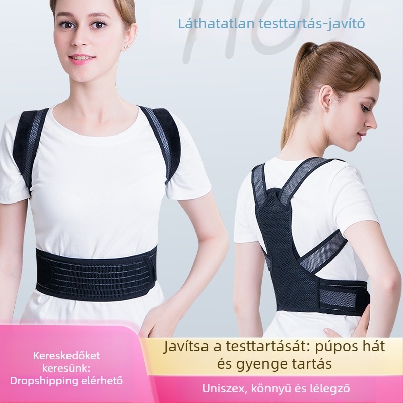 Felnőtt testtartás-korrigáló öv - anti-hanyatló görbület a gerincnél, nyitott vállak, egyenes hát, lélegző dizájn (Modell 019, Kód 019, 2023)