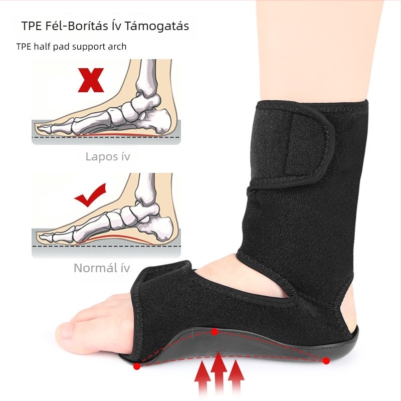 Bokarögzítő ortézis ív-támogatással lapos lábakhoz, XO-formájú lábakhoz és lábfej-inverzióhoz (bokavédelem, ívtámogatás, lapos láb, XO-formájú lábak, invertálás)