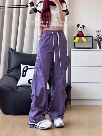 Nyári könnyű munkanadrág – egyenes szabású, középmagas derék, övvel, gyorsan száradó rugalmas szövet