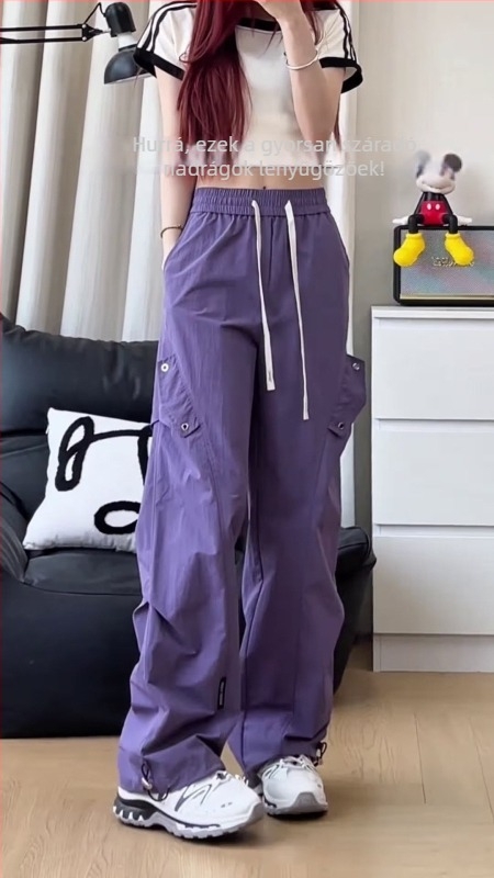 Nyári könnyű munkanadrág – egyenes szabású, középmagas derék, övvel, gyorsan száradó rugalmas szövet