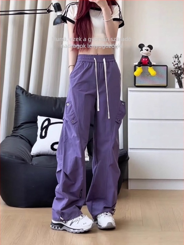 Nyári könnyű munkanadrág – egyenes szabású, középmagas derék, övvel, gyorsan száradó rugalmas szövet