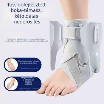 Légáteresztő bokaortézis támasztólemezzel és állítható pánttal, ficamok megelőzésére, cipőben viselhető