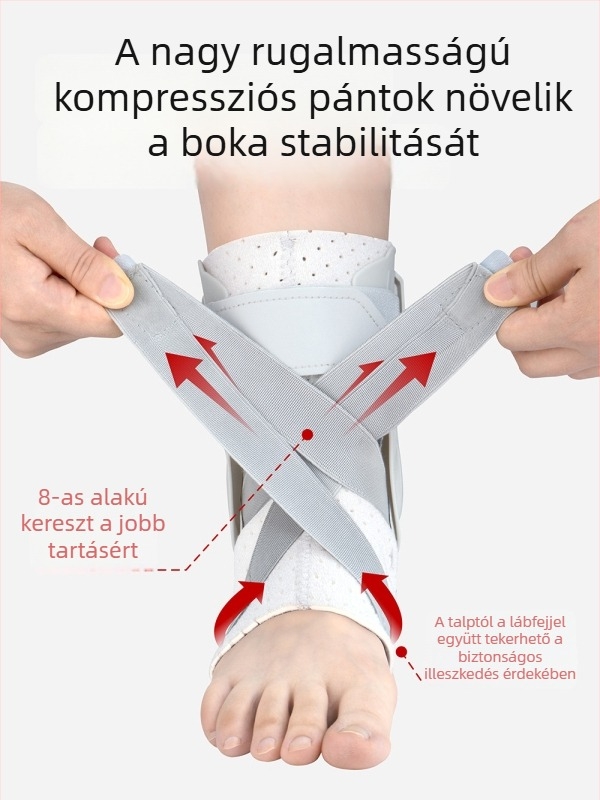 Légáteresztő boka-támogatás sportos sérülések és bokaszalag-sérülések felépüléséhez, bokasín nyomásos korrekcióval, férfiak és nők számára