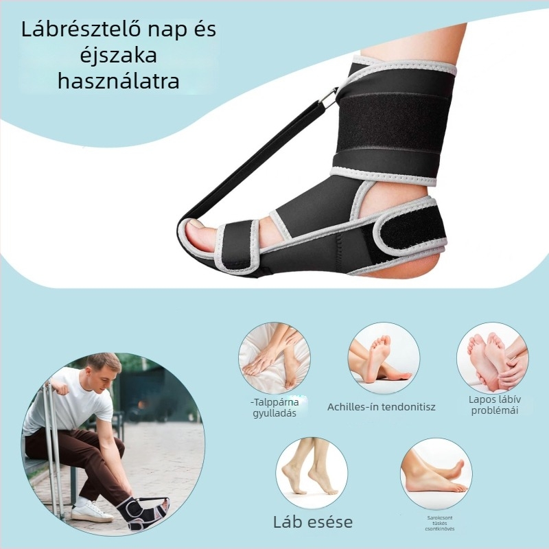 Lábfej-leesés korrigáló éjszakai sín – állítható, uniszex bokortézis, modell Hj126, anyag: nylon/poliészter