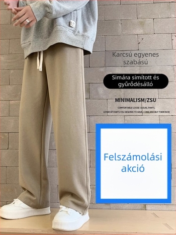 Sportos-casual nadrág, laza egyenes szabás, pamut anyag, középső derék, zseb díszítés