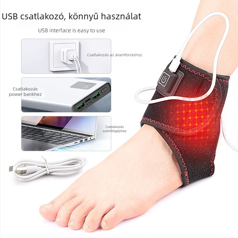 USB melegítő boka protektor hőmérséklet-szabályozóval, uniszex felnőtteknek, sporthoz, poliészter rost és kristály velúr