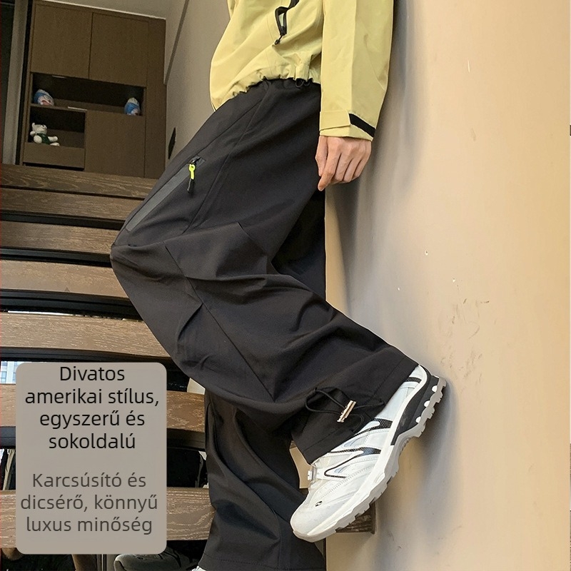 Férfi háromvédelmes túranadrág, egyenes szabású, vízálló poliészter keverék, mikro-elasztikus, középső derék, HK9662