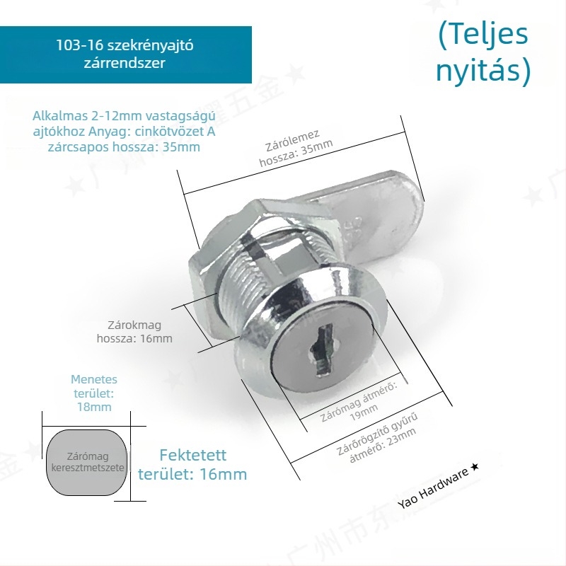 Little Doctor cink ötvözetből készült kapcsos szekrényzár cilinderrel — modellek 103,105,201,288; postafiókhoz, szekrényhez, ruhásszekrényhez és könyvespolchoz; modern minimalista stílus