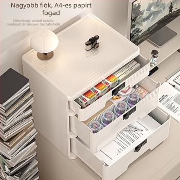 Zárható magán dokumentumok tároló doboz iroda számára — porálló tároló szekrény, 33.5 × 26.5 × 30 cm, polipropilén