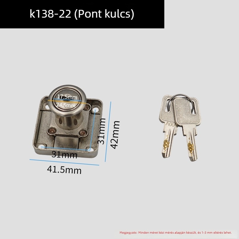 Fiókzár és szekrényzár, cinkötvözet, modellek 138-22, 139-22, 106, 106c, Lemon shuo