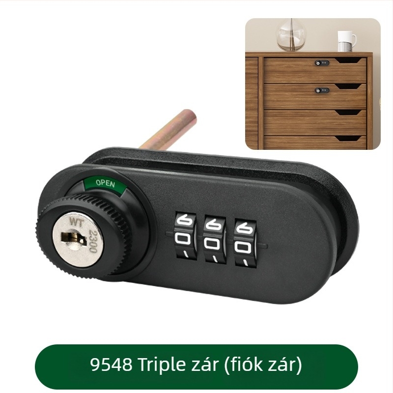 WT 3-digit mechanikus jelszavas zár szekrényekhez és fiókokhoz — Modell 9548, Anyag: Műanyag, Modern Minimalista Stílus