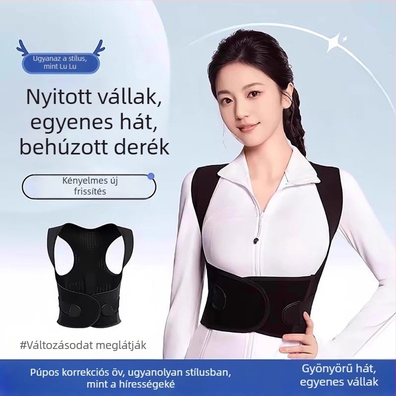 Láthatatlan testtartás-korrekció nyitott vállpánttal, háti nyújtás és jobb testtartás